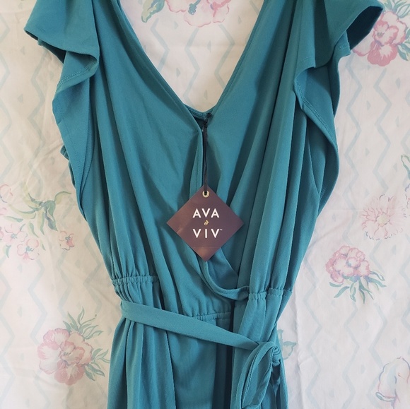 Ava & Viv Dresses & Skirts - Laguna Teal Solid Dress 4x